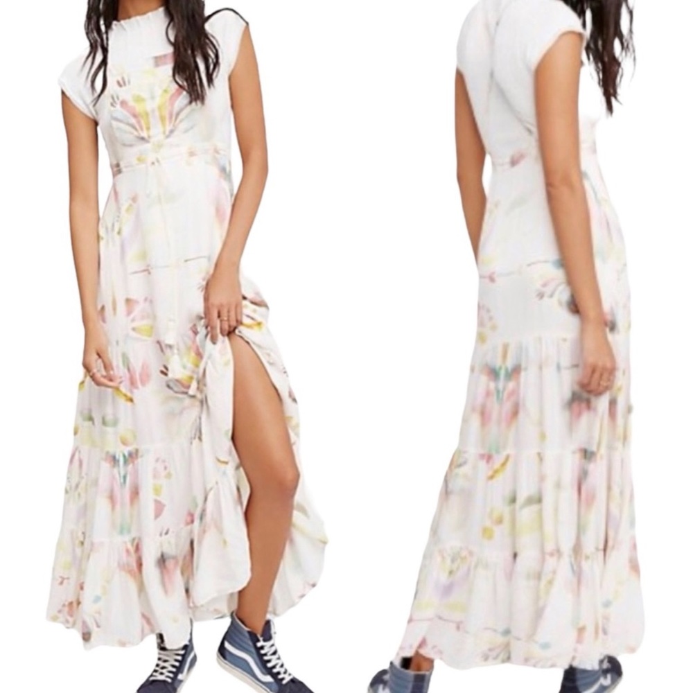 SUMMER SALE- Free People Sounds of Spring Watercolor Maxi Dress Size 0